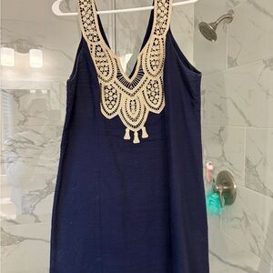 Lilly Pulitzer Navy Dress with Cream Lace Detail